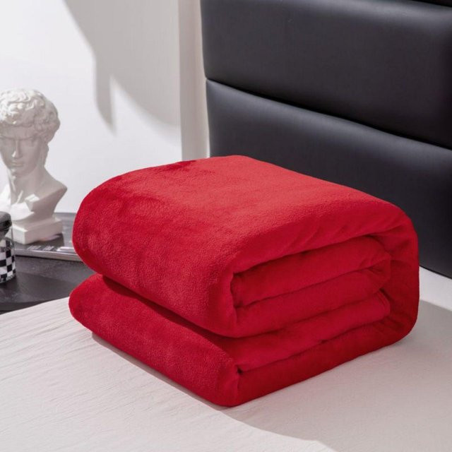 Kuma Nerz-Samtdecke in Wolkenoptik, ultraweiche verdickte Bettdecke aus Polyester, Farbe: Rot, B x L: 120 x 200 cm - Bild 1