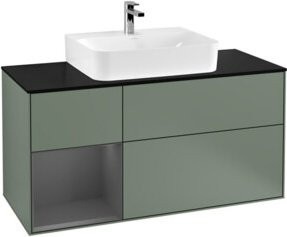 V&B Waschtischunterschrank Finion in Olivenmatt Lackierung, Breite: 120 cm, Tiefe: 50,1 cm, Höhe: 50,1 cm - Bild 1