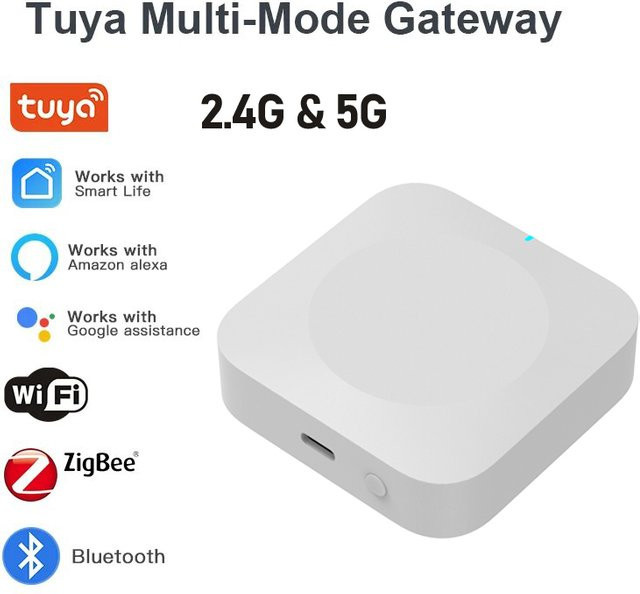 Tuya Smart Home Gateway Hub mit Dual-Band 2,4G 5G WiFi, ZigBee und Bluetooth in Weiß für Alexa und Google Home - Bild 1