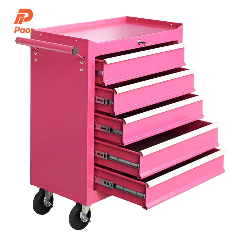 XMSJ Schwerlast-Werkzeugwagen aus Metall in Pink mit Rollen - Bild 2
