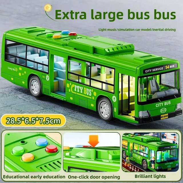 Linyi toy car Extragroßer Stadtbus, Spielzeug, mit Lichtern und Geräuschen, ab 14 Jahren - Bild 1