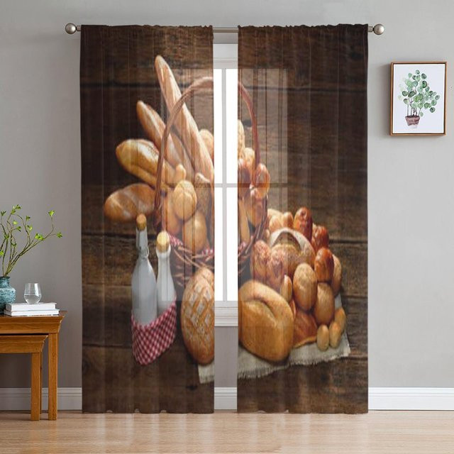 Super Six Tüll-Fenstervorhang aus Chiffon in Braun, B: 135 cm, H: 114 cm - Bild 1