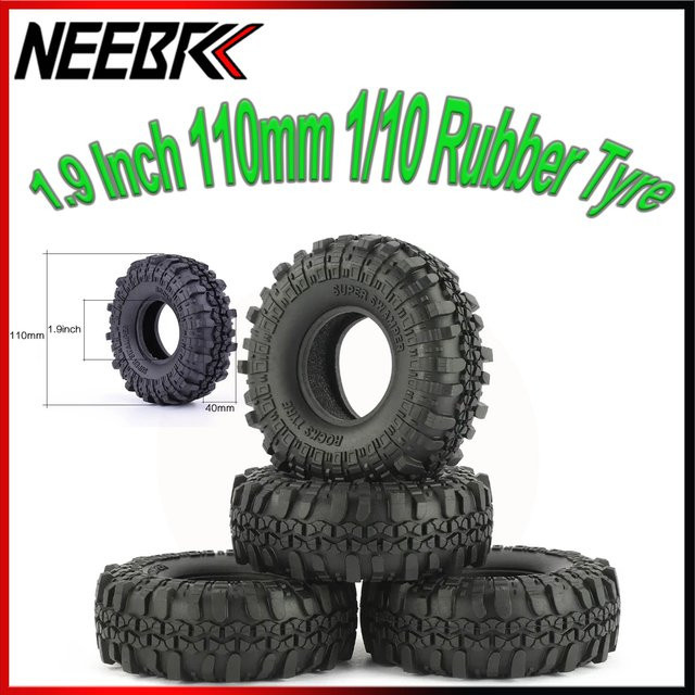 NeebRC Reifen-Nabe, 4-teiliges Set, 1,9 Zoll, 110mm, Gummi, Schwarz - Bild 1