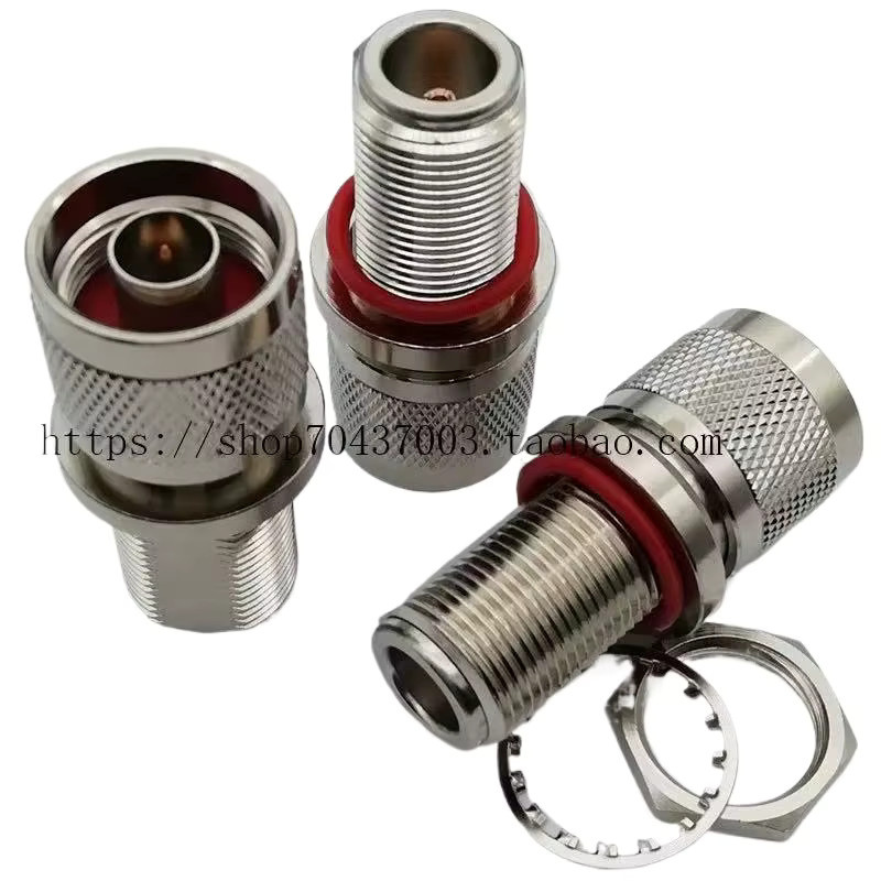 Wasserdichter L16 N-Typ Stecker-Buchse-Verbinder aus Messing mit O-Ring-Unterlegscheibe für Schottwandmontage, Farbe: Silber - Bild 3