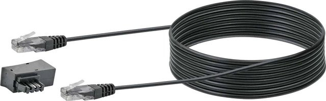 Schwaiger Steckeradapter mit Modemkabel TAE/DSL in Schwarz für Ethernet/LAN - Bild 1