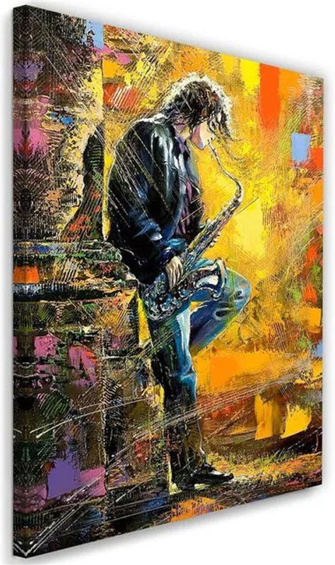 Feeby Leinwandbild Musiker mit Saxophon abstrakt mehrfarbig B/H: 40 x 60 cm - Bild 1