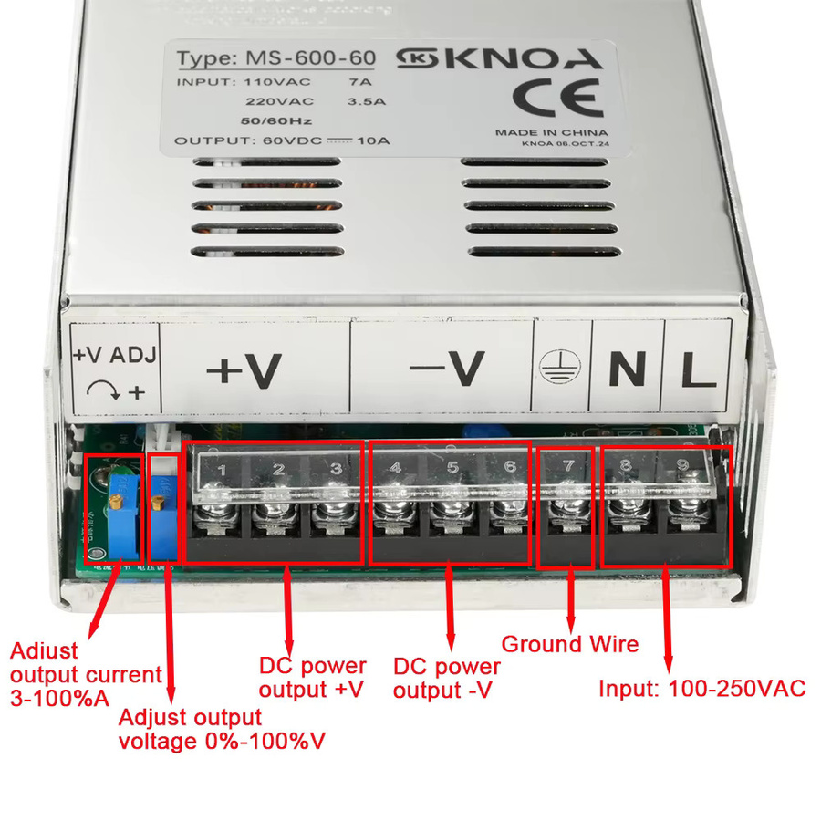 KNOA Einstellbares SMPS Netzteil AC zu DC 500W 600W in Silber für LED und Industrie - Bild 1