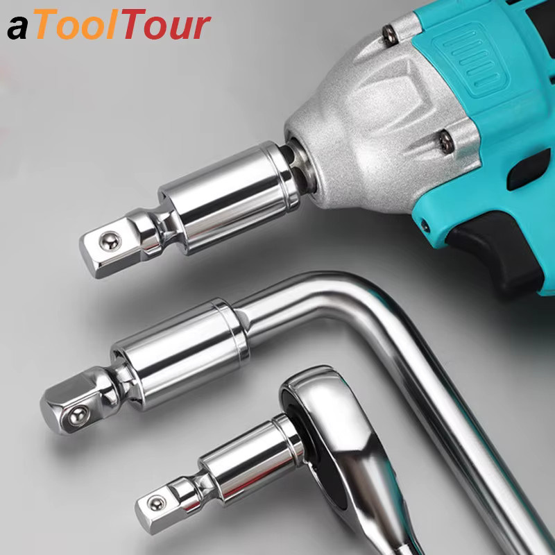 atooltour Universal Drehgelenk-Steckschlüsseladapter mit 360 Grad Rotation für Schlagschrauber und Verlängerungen, Vierkantantrieb 1/4, 3/8, 1/2 Zoll, Farbe: Silber - Bild 2