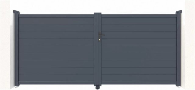Casanoov Elektrisches Flügeltor Eiger aus Aluminium in Anthrazit und Grau mit Drehtorantrieb Ranger B150, B/H: 355 x 163 cm - Bild 1