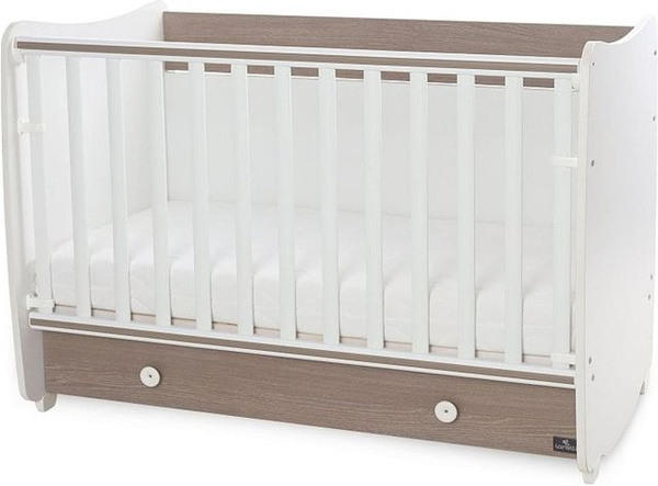 Lorelli Babybett Dream umbaubar als Schaukelbett oder Kinderbett mit Schreibtisch, braun weiß, B/T/H: 120 x 60 x 60 cm