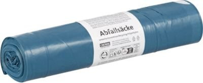 Deiss Abfallsäcke mit Zugband, 120 l, Blau, 10 Stück, Stärke 35 μ, LDPE - Bild 1