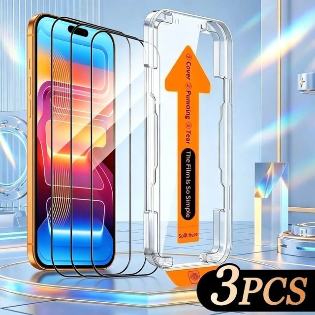 SnakeGlass 3er-Pack Ultra-Klare Displayschutzfolie aus Glas für iPhone 17 16 15 14 13 12 Pro Max Plus und Air, Transparent - Bild 1