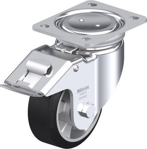 Blickle Lenkrolle LUH-ALEV 127K-FI mit Feststeller in Schwarz und Silber, Rad-Durchmesser: 125 mm, Tragfähigkeit: 300 kg - Bild 1