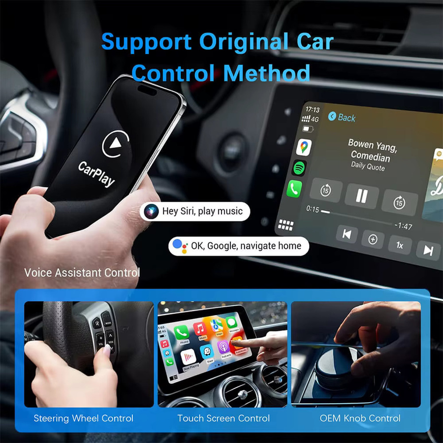 EzoneTronics 2-in-1 CarPlay und Android Auto Adapter Schwarz USB Plug-and-Play Konverter von kabelgebunden auf kabellos - Bild 3