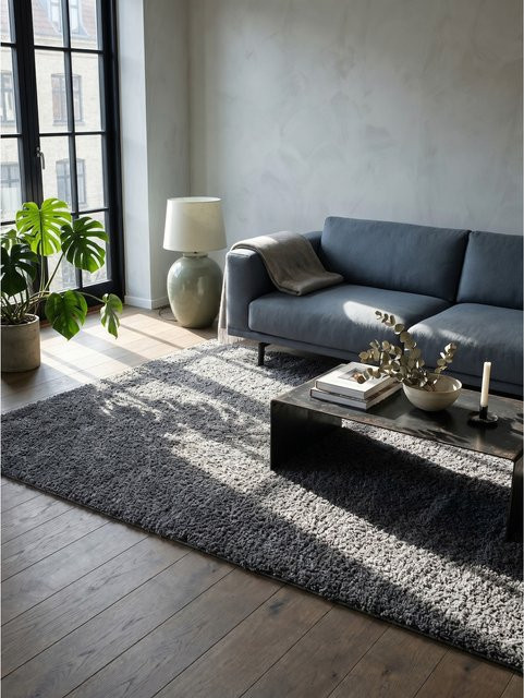 Kadima Design Hochflor Teppich RHEIN in Grau, einfarbig, B: 240 cm, T: 340 cm, H: 3 cm - Bild 1
