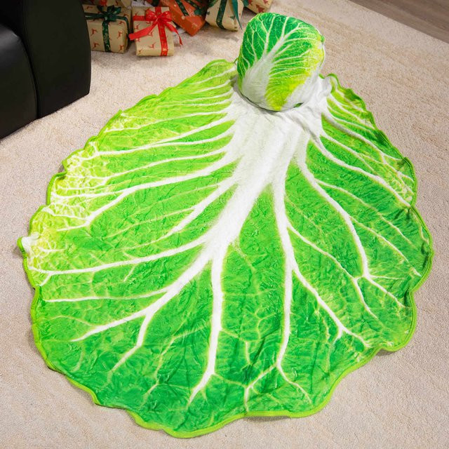 Yiran toy 2-in-1 Plüschkissen mit Decke in realistischer 3D-Optik, Farbe: Grün - Bild 1