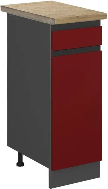 Vicco R-Line Küchenunterschrank Schubladenschrank in Rot/Anthrazit mit Eiche-Optik, Breite: 30 cm - Bild 1