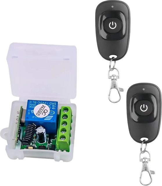 YJMP Universelles drahtloses RF Relais Empfängermodul DC 12V 1CH mit EV1527 Lerncode Sender in Schwarz - Bild 1