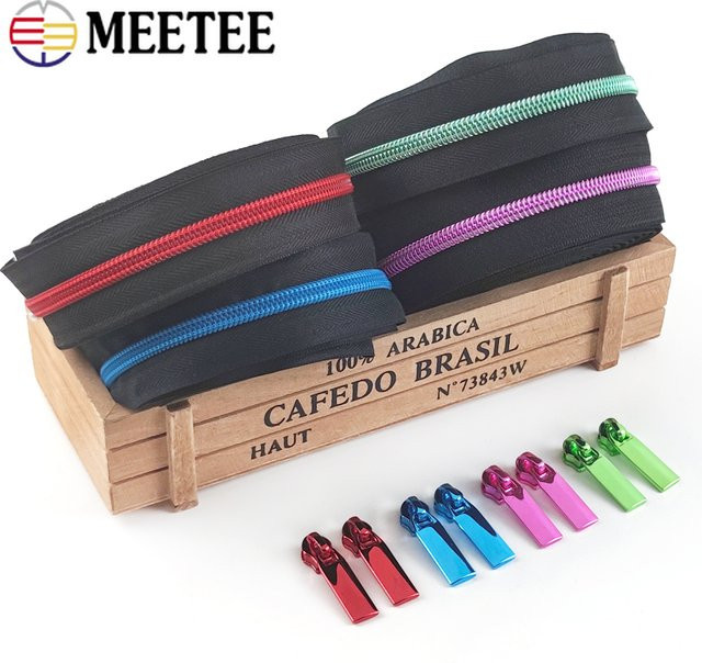 Meetee 5er Set Reißverschlüsse mit Slider und Puller für Taschen und Jacken als DIY Nähzubehör Reparatur Kit - Bild 1