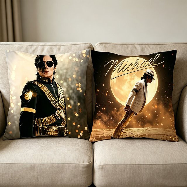 Dekorativer Michael Jackson Kissenbezug von Potdemiel, quadratisch, Mehrfarbig, B/B: 45 x 45 cm - Bild 1