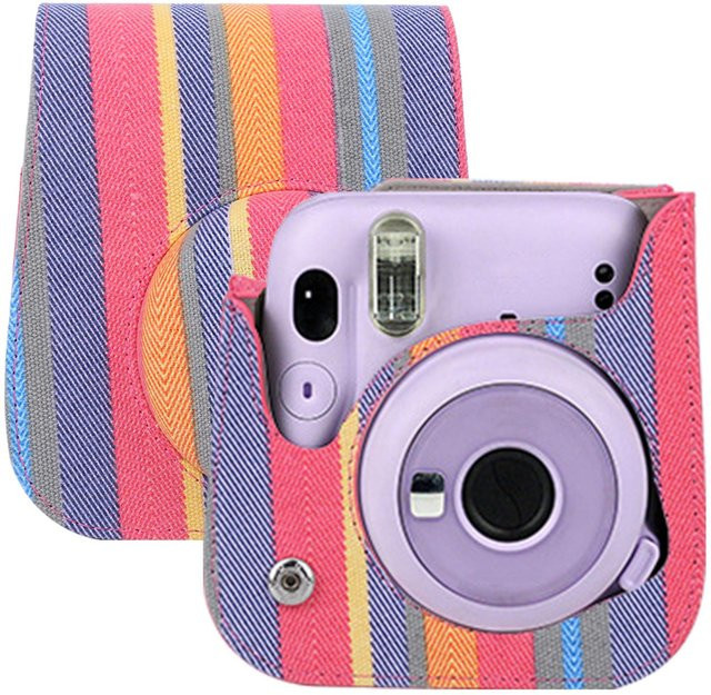 Fujifilm Mini 11 Kamera Tasche aus PU-Leder in Pink mit verstellbarem Schultergurt - Bild 1