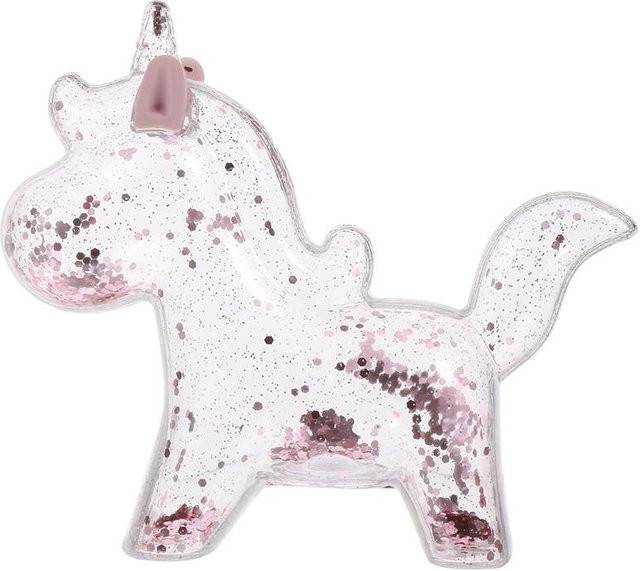 Transparentes Cartoon-Einhorn-Sparschwein aus Kunststoff in Weiß als Münzbank und Dekoration für Kinder - Bild 1