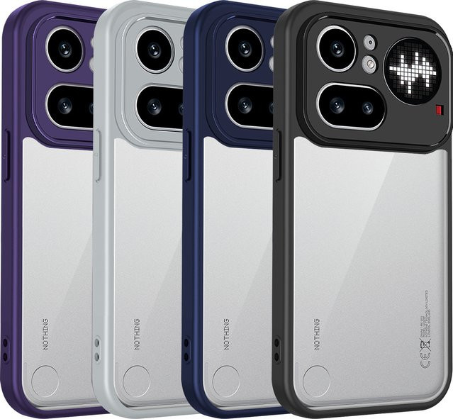 Stoßfeste Silikon-Schutzhülle für Nothing Phone 4A Pro, Transparente Matte Rückseite mit Luftpolster-Schutz, Transparent/Purple - Bild 1