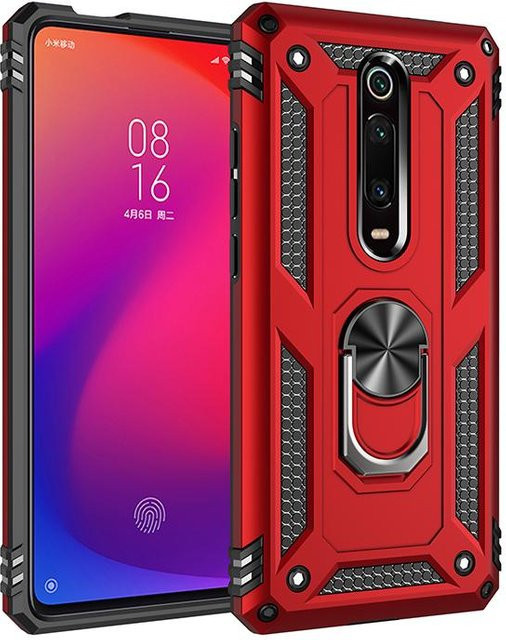Stoßfeste Schutzhülle für Xiaomi Mi 9T und Mi 9T Pro mit Ringhalterung und Autohalterung in Rot - Bild 1