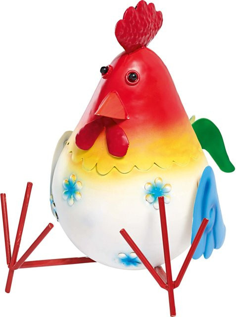 Bunte Deko-Figur Huhn sitzend aus Stahlblech, B/T/H: 21 x 16 x 21 cm - Bild 1