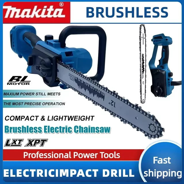 Makita Bürstenlose Akku-Kettensäge in Blau mit automatischem Öler, 30,5 cm Schwert für Holzschnitte und Baumpflege - Bild 1