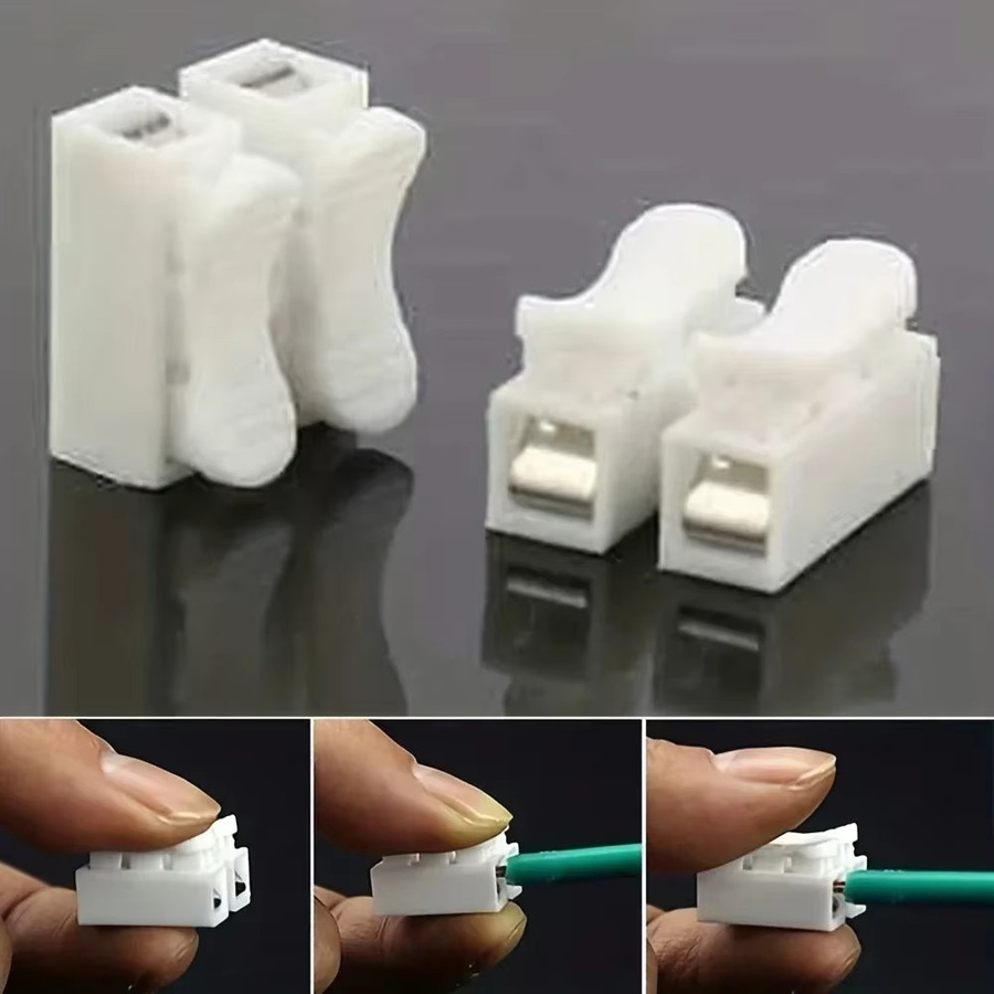 20 Stück MJJCLED Federklemmen Set für schnelles Löten ohne Schweißnaht, 2-Pin und 3-Pin Kabelverbinder in Weiß - Bild 2
