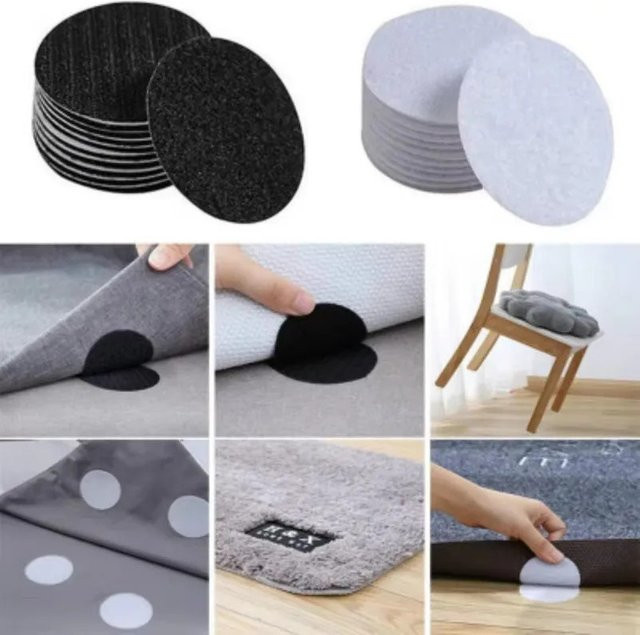 Selbstklebende Klettverschluss-Bänder als rutschfeste Aufkleber für Sofa und Teppichmatten, schwarz, doppelseitig - Bild 1