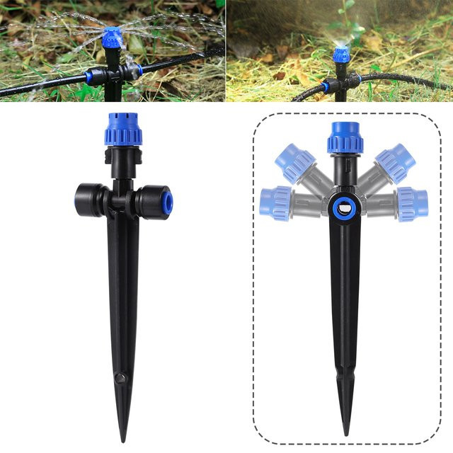 10 Stück Mikro-Tropfbewässerungssystem mit 360 Grad Zerstäuber und 1/4 Zoll Schnellanschluss für Garten und Blumen inklusive Halterung - Bild 1