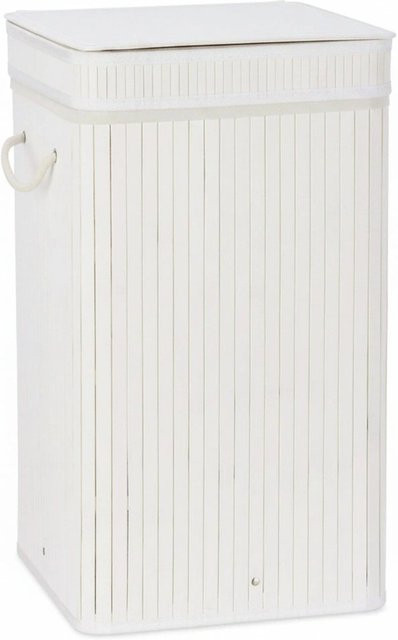 Faltbarer Wäschekorb aus Bambus von Relaxdays mit Deckel in Weiß, B/T/H: 63 x 36 x 36 cm - Bild 1