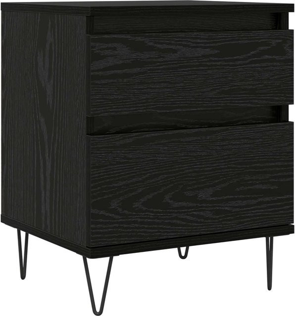 vidaXL Bettschrank in Schwarz und Eichen-Optik aus Holzwerkstoff, B/T/H: 40 x 35 x 50 cm - Bild 1