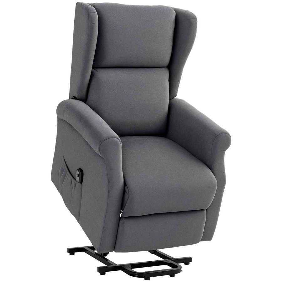 HOMCOM Aufstehsessel für Senioren aus Polyester und Holz in Dunkelgrau, Tiefe: 74 cm, Breite: 94 cm, Höhe: 111 cm - Bild 2