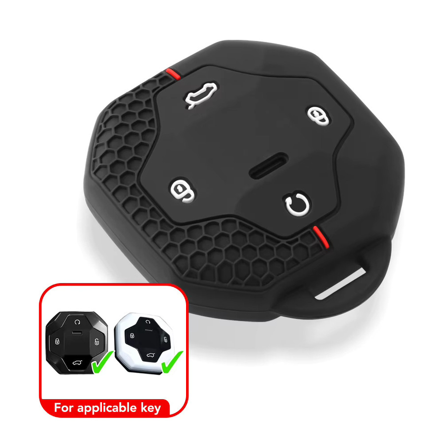 Silikon Autoschlüsselhülle für Chery Jetour T2 Traveler 2023 2024, 4-Tasten-Schlüsseltasche in Schwarz - Bild 2