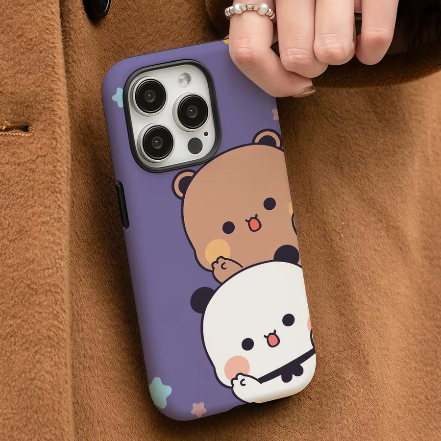 Bubu Dudu Handyhülle für iPhone 17 16 15 14 13 12 Pro Max Plus in Weiß und Lila mit glänzender HD-Doppelschicht-Flüssighartschale - Bild 3