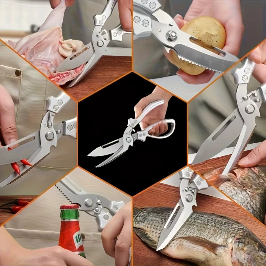 PLYS Automatische Rückprallschere als robuste Geflügelschere mit ergonomischem Griff und scharfen Klingen in Silber - Bild 5
