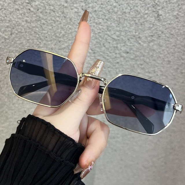 Sonnenbrille Rechteckig, Metall, Vollrand, Unisex, Schwarz, Silber - Bild 1