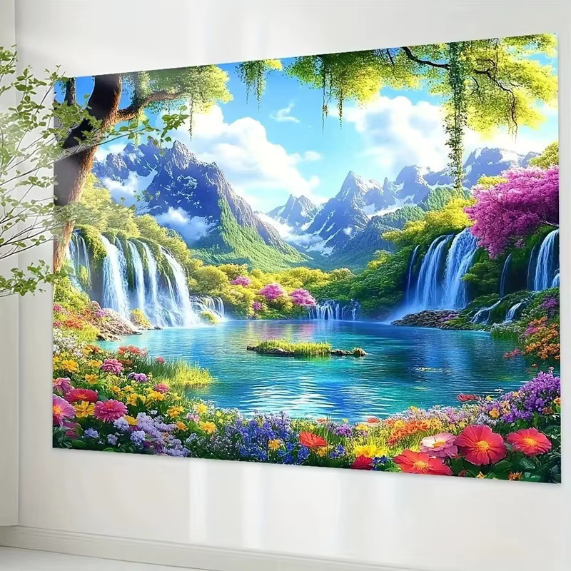 VIKAMA Wandteppich mit floraler Naturlandschaft in Multicolour für dein modernes Zuhause - Bild 2