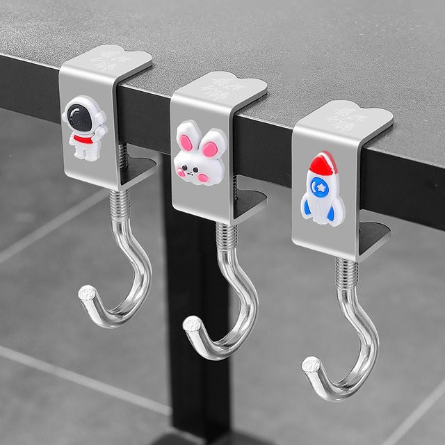 Einstellbarer Schreibtisch Rand Haken aus Metall in Silber zur Aufhängung von Headsets und Rucksäcken ohne Bohren - Bild 1