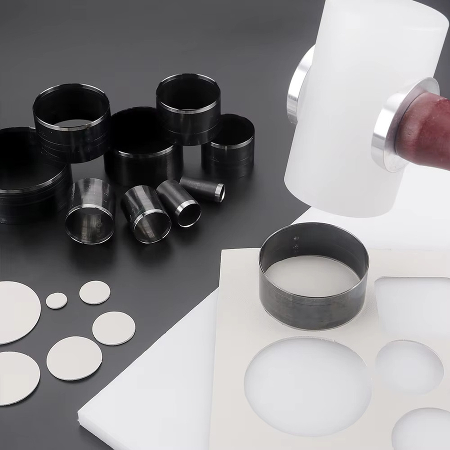 QJH 10-teiliges rundes Lederloch-Hohlstanzen-Set aus Kohlenstoffstahl in Silber für DIY-Handwerk mit Leder, EVA-Schaumfaserplatte und Ton - Bild 2