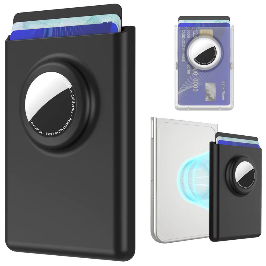 Magnetische Brieftasche von SZKOSTON als Kartenhalter und Schutzhülle für AirTag Tracker, kompatibel mit MagSafe iPhone 12–17 Serie, Farbe: Pink - Bild 3