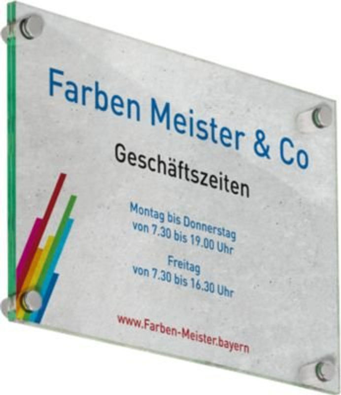 moedel Türschild GALERIE DIN A4 aus Edelstahl und ESG-Glas in transparent, Wandmontage mit 4 Abstandhaltern, B: 21,0 cm, H: 29,7 cm - Bild 1