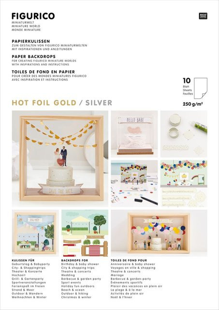 Rico Design Figurico Papierkulissen Block DIN A4, 10 Blatt, Multicolor - Bild 1