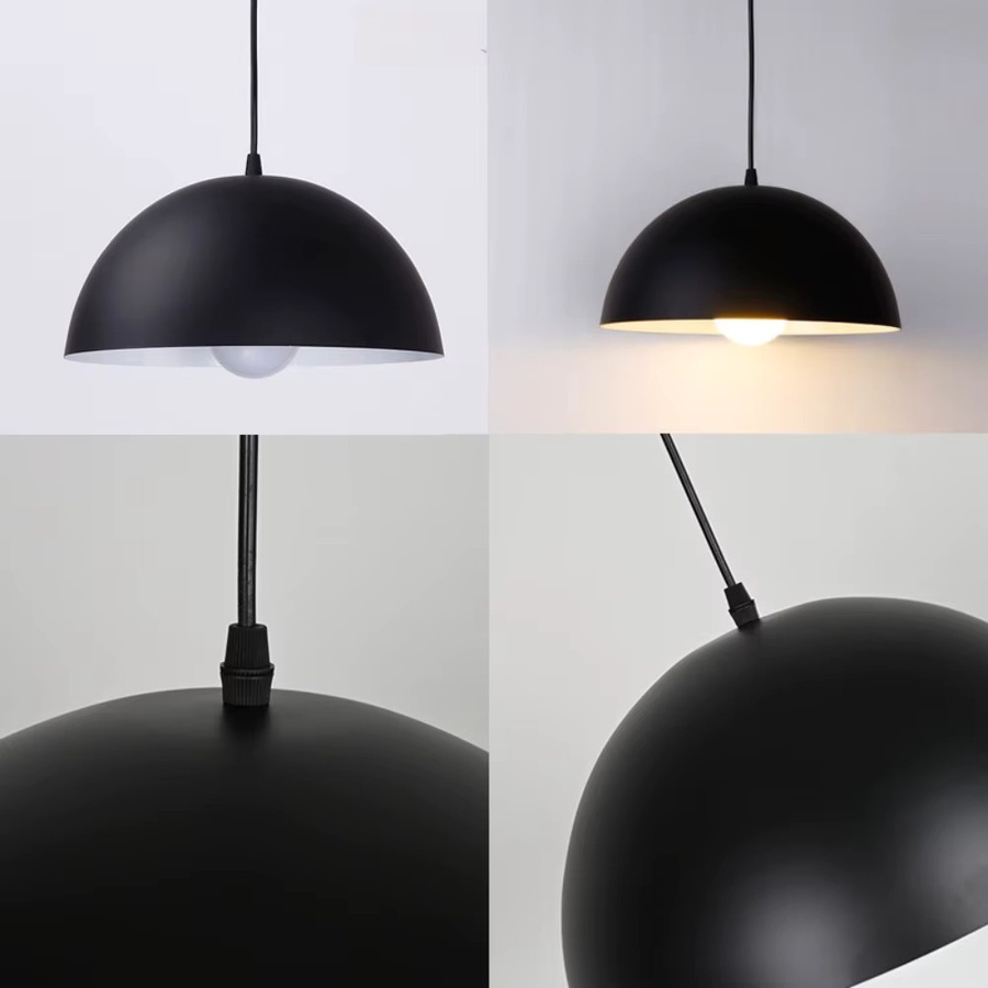 JOYINLED Pendelleuchte im Industriestil in Schwarz, LED-Hängelampe mit E27-Fassung und Halbkreis-Design, Durchmesser: 40 cm - Bild 6