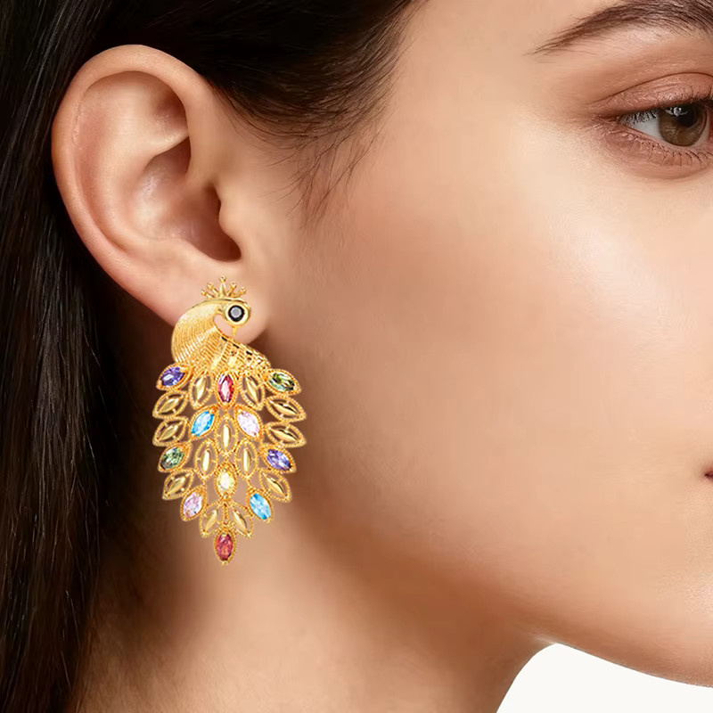 Ohrringe Phoenix, 18K Gold überzogen, Bunt, Zirkonia, Damen - Bild 2