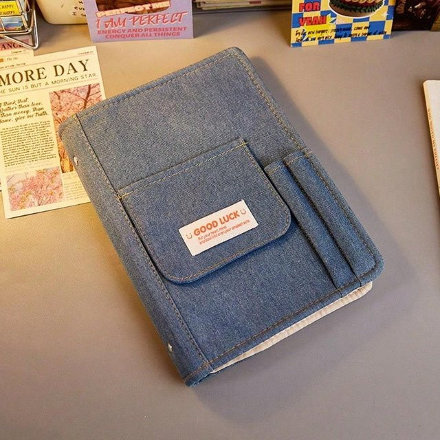 MTMA A5 Loseblatt Notizbuch aus Denim-Stoffgewebe in Light Blue - Bild 1