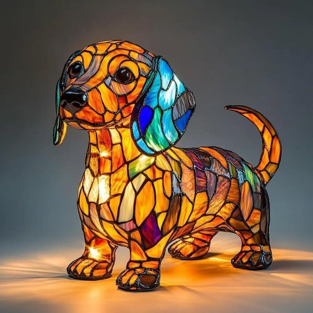 CrimsonCraft LED Figur Katze und Hund aus Harz und Glas in Multicolour mit USB-Anschluss für dein Zuhause oder Büro - Bild 1